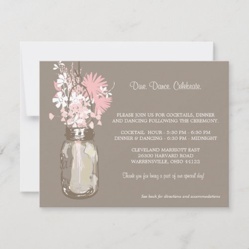 Mason Jar &amp; Wildflowers Reception Personalized Announcements