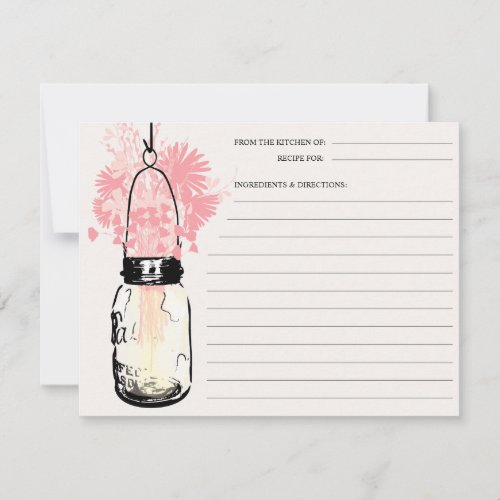 Mason Jar &amp; Wildflowers Recipe Card