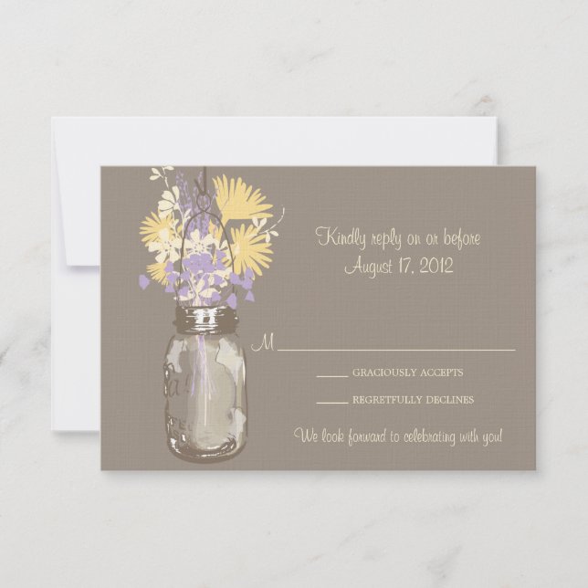 Mason Jar & Wildflowers RSVP Card (Front)
