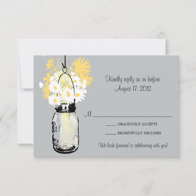 Mason Jar & Wildflowers RSVP Card (Front)