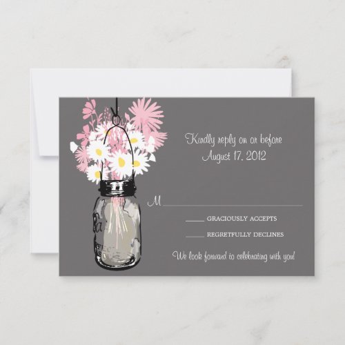 Mason Jar &amp; Wildflowers RSVP Card