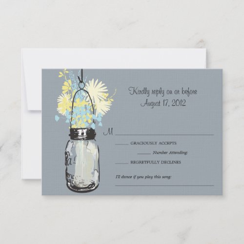Mason Jar &amp; Wildflowers RSVP Card