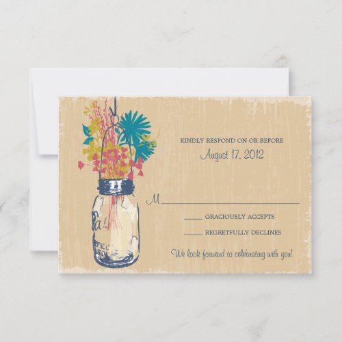 Mason Jar &amp; Wildflowers RSVP Card