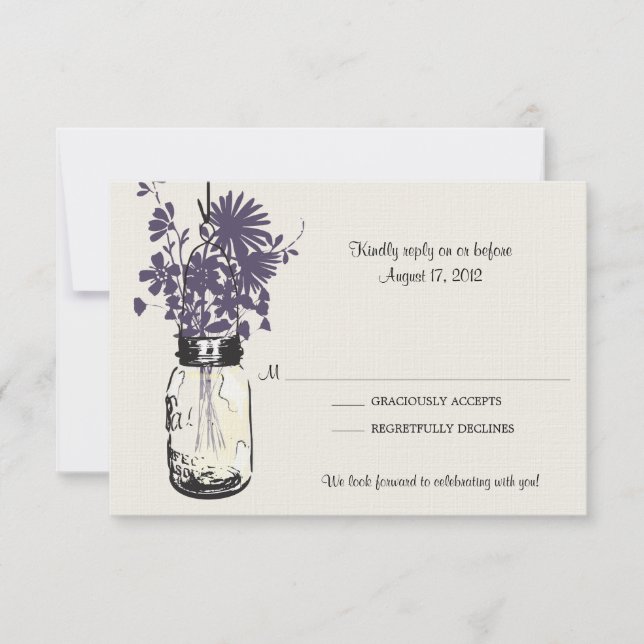 Mason Jar & Wildflowers RSVP Card (Front)