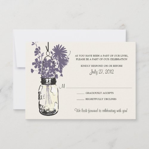 Mason Jar &amp; Wildflowers RSVP Card Invites