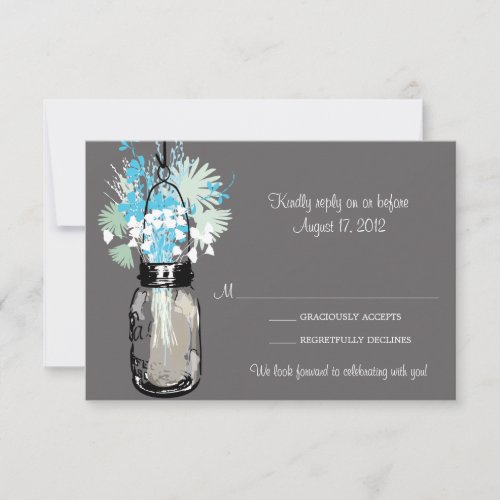 Mason Jar &amp; Wildflowers RSVP Card