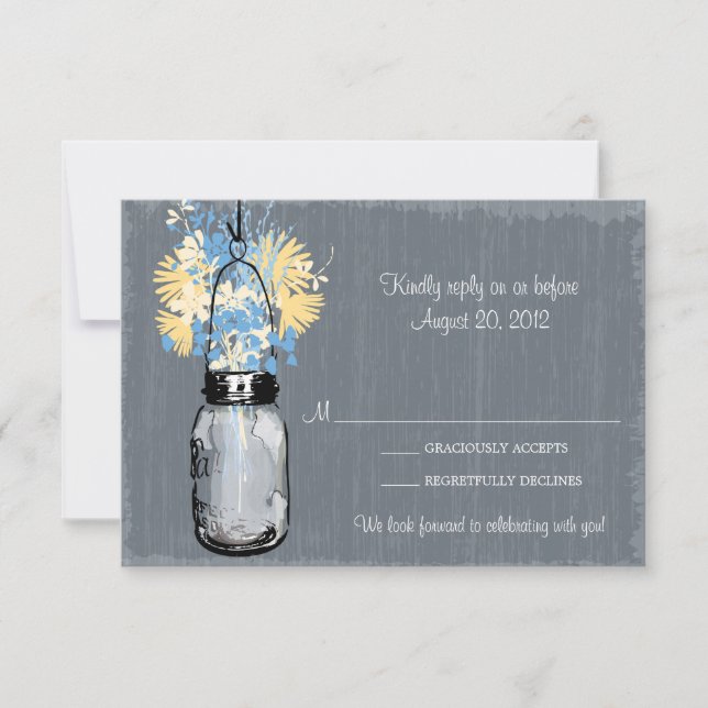 Mason Jar & Wildflowers RSVP Card (Front)