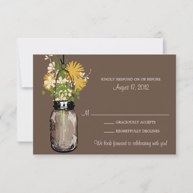 Mason Jar & Wildflowers RSVP Card (Front)