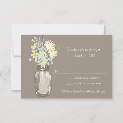 Mason Jar &amp; Wildflowers RSVP Card