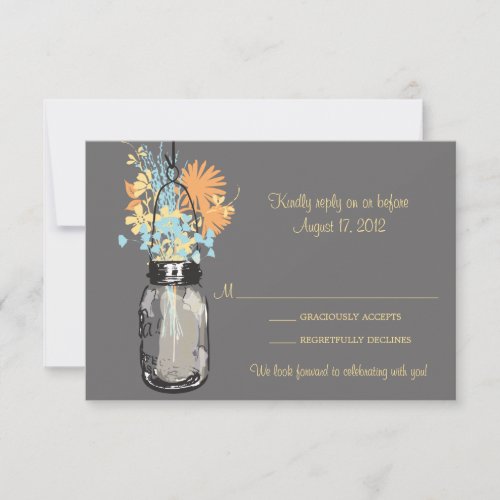 Mason Jar &amp; Wildflowers RSVP Card Announcements