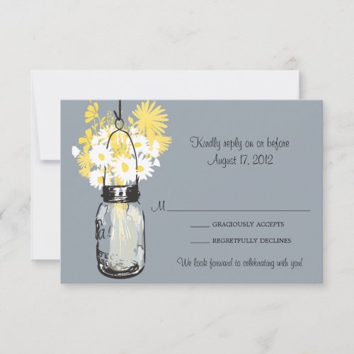Mason Jar &amp; Wildflowers RSVP Card