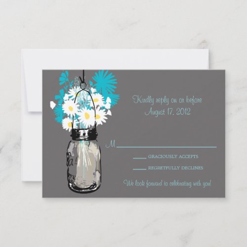 Mason Jar  Wildflowers RSVP Card