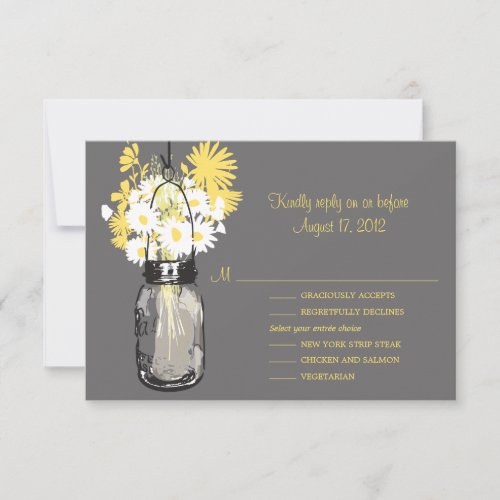 Mason Jar &amp; Wildflowers RSVP &amp; Menu Card