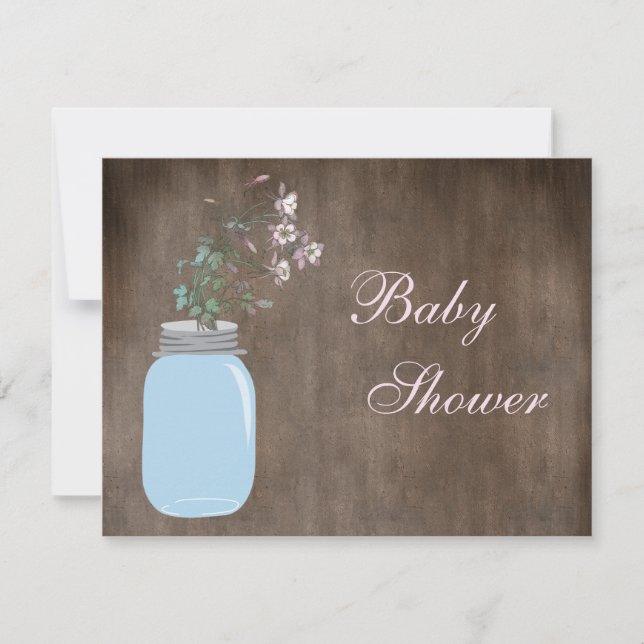 Mason Jar & Wildflowers Rustic Baby Shower Invitation (Front)