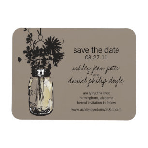 Mason Jar & Wildflowers Save the Date Magnet