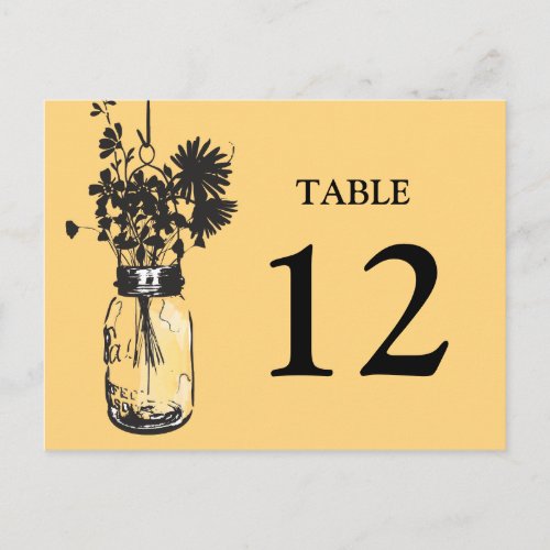 Mason Jar  Wildflowers Table Card