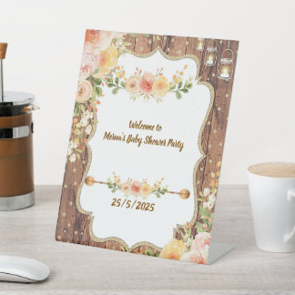 Mason Jar with a rustic flowers book for the card Pedestal Sign