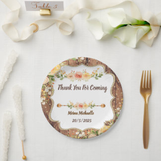 Mason Jar with a rustic flowers invitation Paper Plates