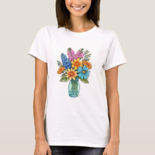Mason Jar with Beautiful Watercolor Wildflower T-Shirt