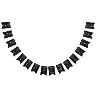 Mason Jar with Daisies on Chalkboard Wedding Bunting Flags