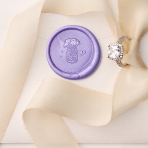 Mason jar with flowers couple monogram wedding