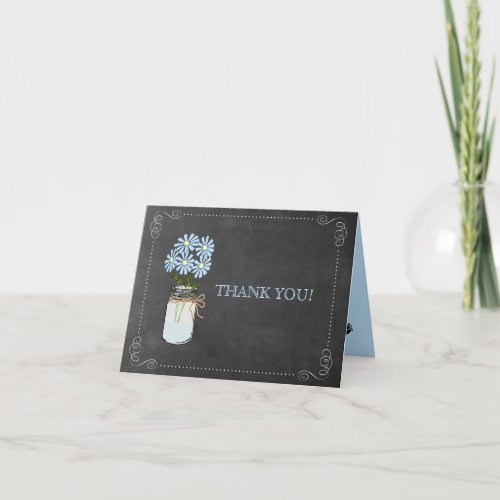 Mason Jar with Flowers Vintage Typography Thank You Card