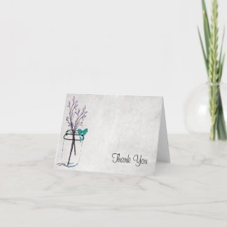 Mason Jar with Purple Branches - Thank You Card