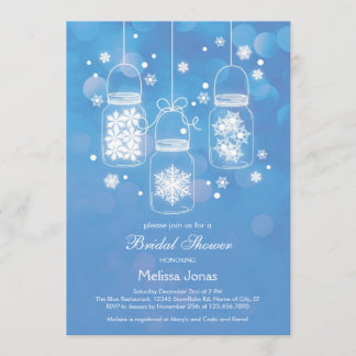 Mason Jar with Snowflakes Bridal Shower Invitation