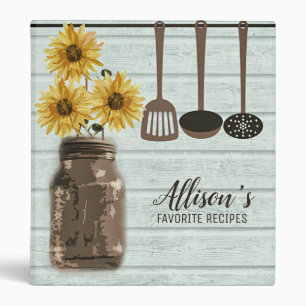 Mason Jar with Sunflowers Recipe Binder