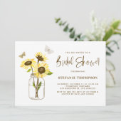 Mason Jar with Yellow Sunflowers Bridal Shower Invitation (Standing Front)