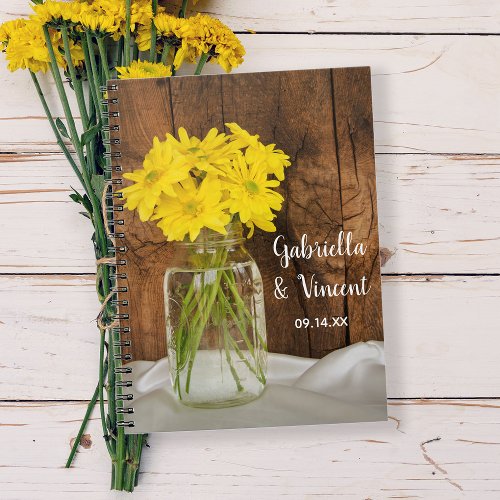 Mason Jar Yellow Daisies Barn Wedding Guest Book