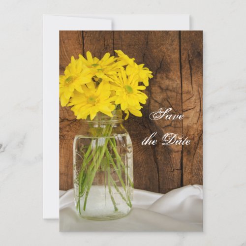 Mason Jar Yellow Daisies Sweet 16 Save the Date