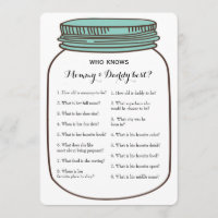 Mason Jars 2x Baby Shower Game- Advice | Who Knows Invitation