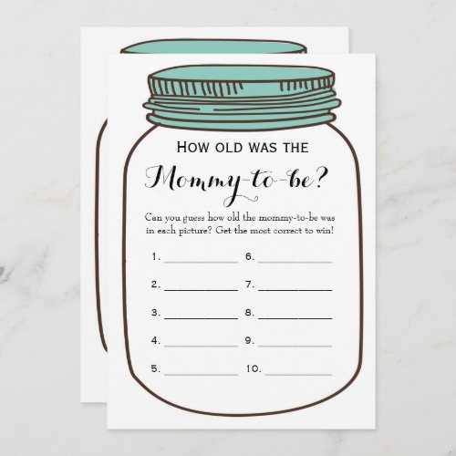 Mason Jars 2x Baby Shower Games_ How Old  Advice Invitation