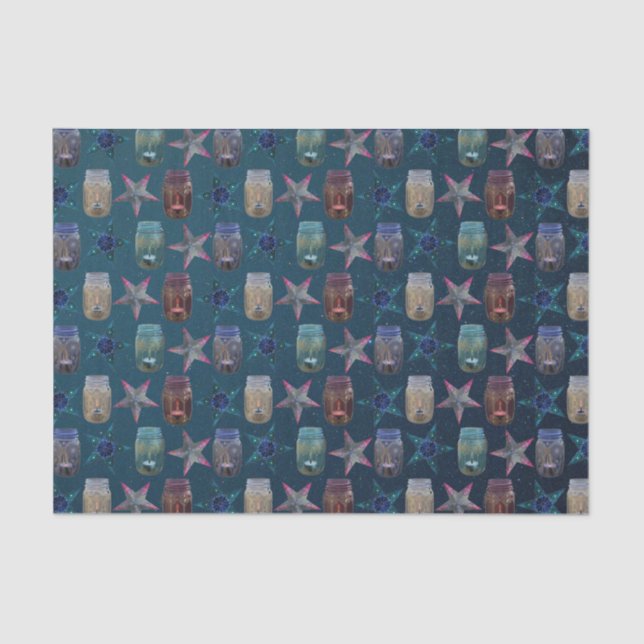 Mason Jars and Bohemian Stars Pattern Tissue Paper (Front)