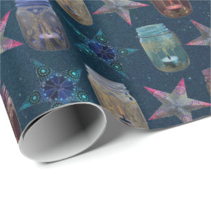 Mason Jars and Bohemian Stars Pattern Wrapping Paper