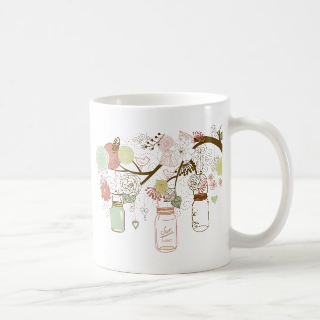Mason Jars and Pretty Flowers Coffee Mug (Right)