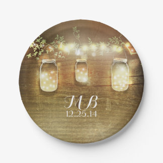 Mason Jars And String Lights Rustic Paper Plate Mason Jars And String Lights Rustic Paper Plate