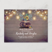 Mason Jars and Sunflower Rustic Fall Save the Date