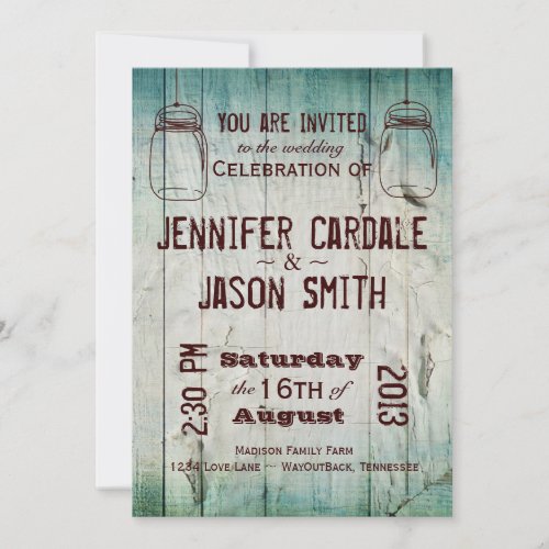 Mason Jars Barn Wood Country Wedding Invitations