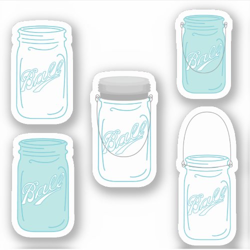 Mason Jars Custom Rustic Wedding Sticker Set