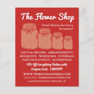 Mason Jars, Florist, Floristry Advertising Flyer