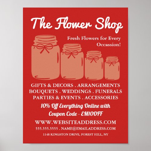 Mason Jars Florist Floristry Advertising Poster
