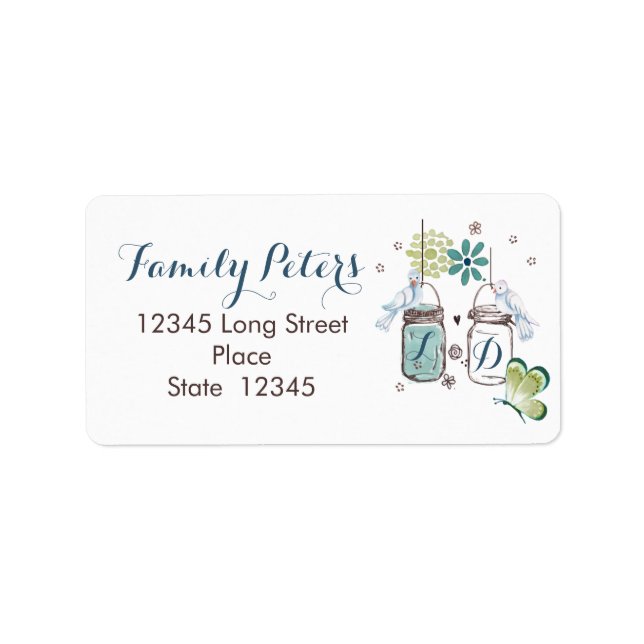 Mason Jars Garden Wedding | Address Labels (Front)