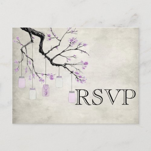 Mason Jars in Lavender Wedding RSVP Card