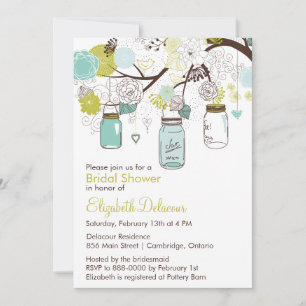 Mason Jars Spring Floral Bridal Shower Invitaiton Invitation