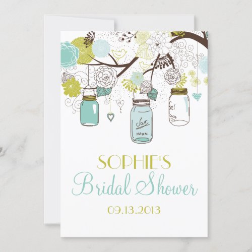 Mason Jars Spring Flowers Bridal Shower Invitation