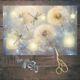 Mason Jars Stars Dragonflies and Dandelion Seeds Tissue Paper