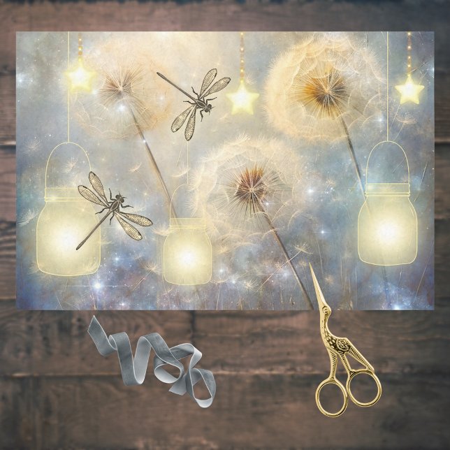 Mason Jars Stars Dragonflies and Dandelion Seeds Tissue Paper (Creator Uploaded)