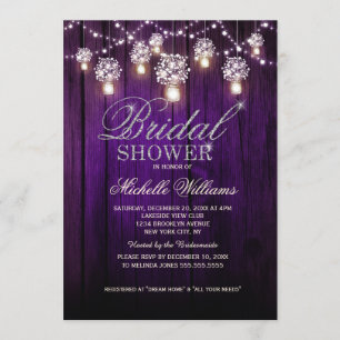 Mason Jars String Lights Elegant bridal shower Invitation